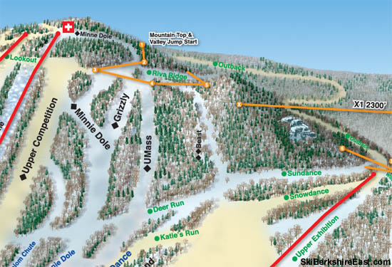 The Outback complex on the 2009 Berkshire East trail map