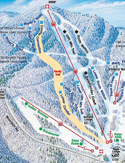 The 2010 Wachusett trail map showing the Polar Express lift area