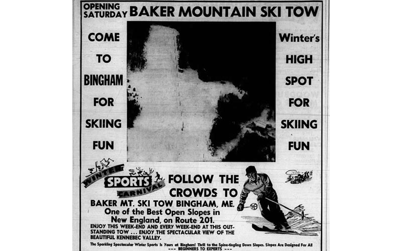 A January 1955 Baker Mountain advertisement
