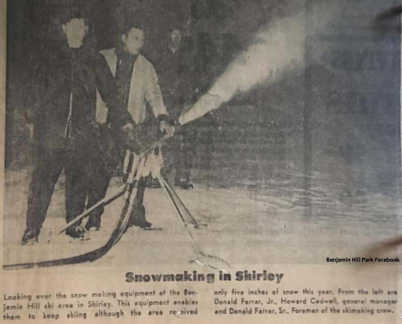 Snowmaking at Benjamin Hill in February 1967