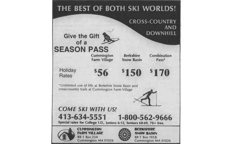 A Cummington Farm Village - Berkshire Snow Basin ad