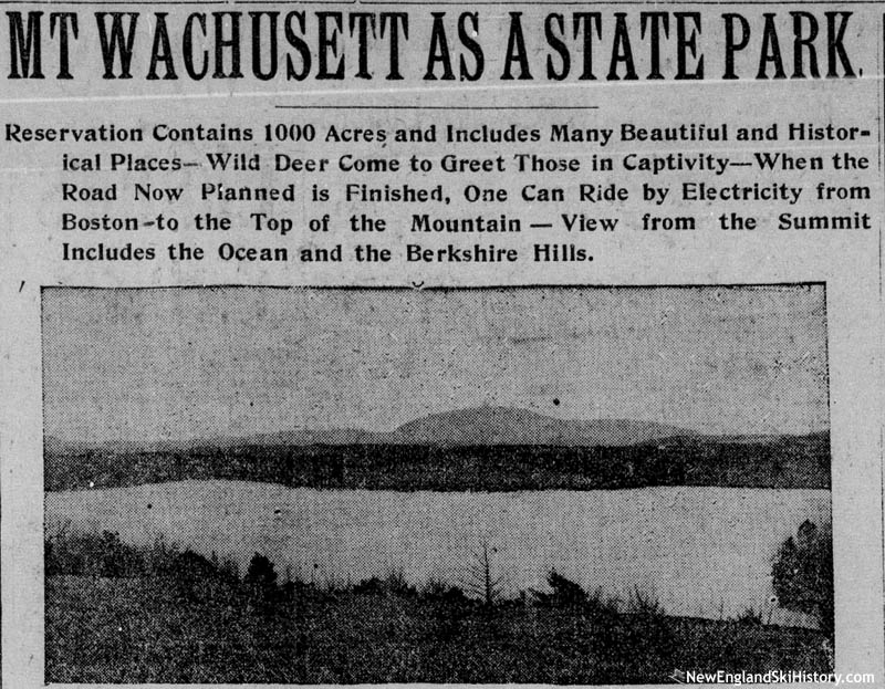 Coverage of Wachusett Mountain Reservation in a July 1902 Boston Globe