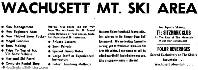 A December 1968 Wachusett advertisement
