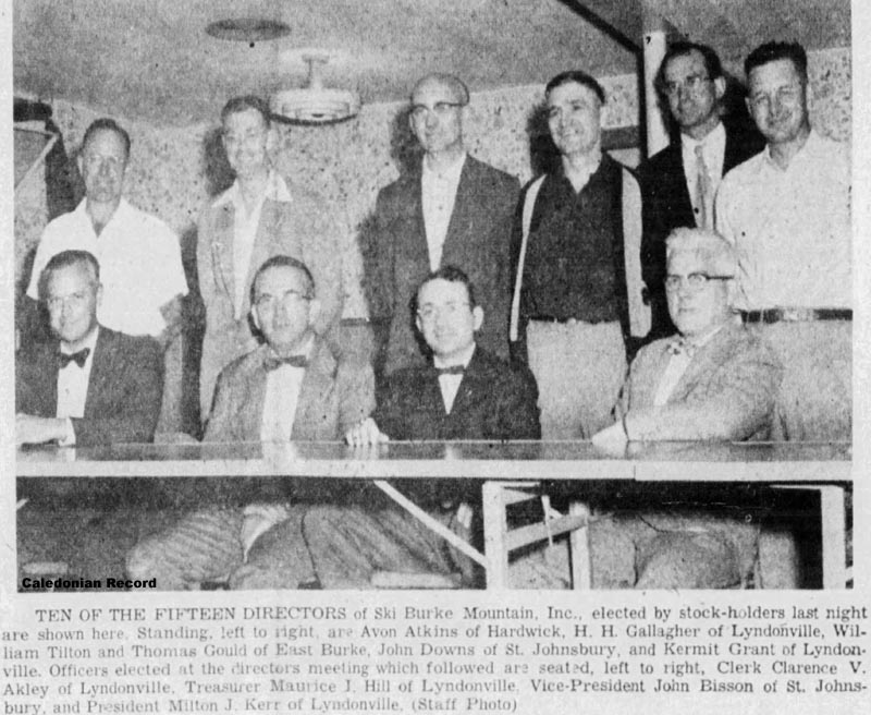 Ski Burke Mountain, Inc. Board of Directors (1955)
