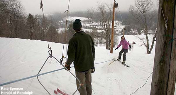 The top of the Harrington Hill rope tow