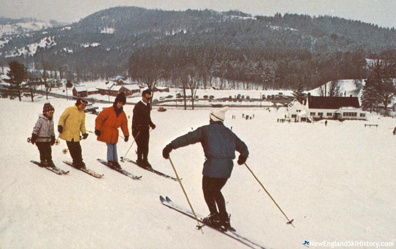 A ski school lesson at Mt. Tom