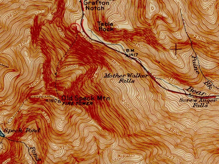 The 1945 topographic map of Old Speck Mountain