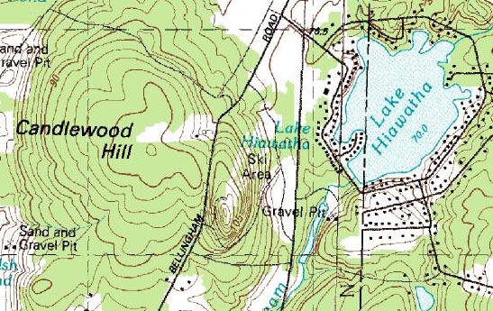1982 USGS topographic map of Hiawatha Ski Area