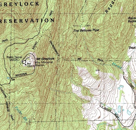 1995 USGS Topographic Map of Mt. Greylock
