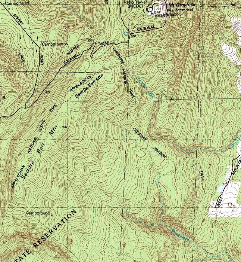 1995 USGS Topographic Map of Saddle Ball Ski Area