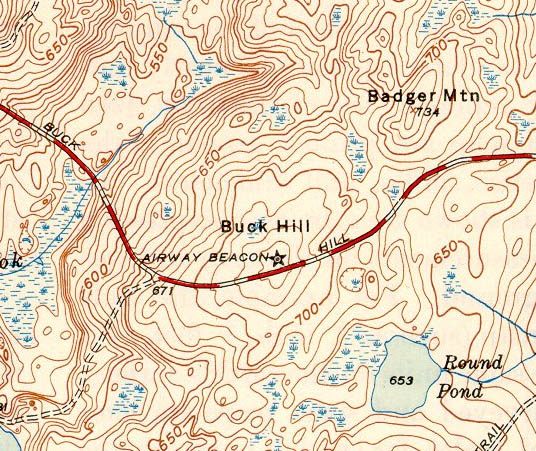 1945 USGS topographical map of Buck Hill