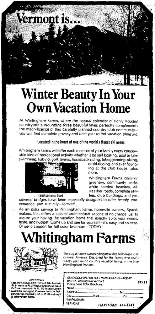 October 1968 Bridgeport Post Whitingham Farms advertisement