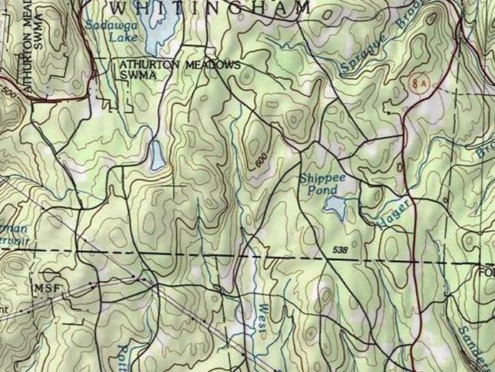 USGS map of Whitingham Farms area