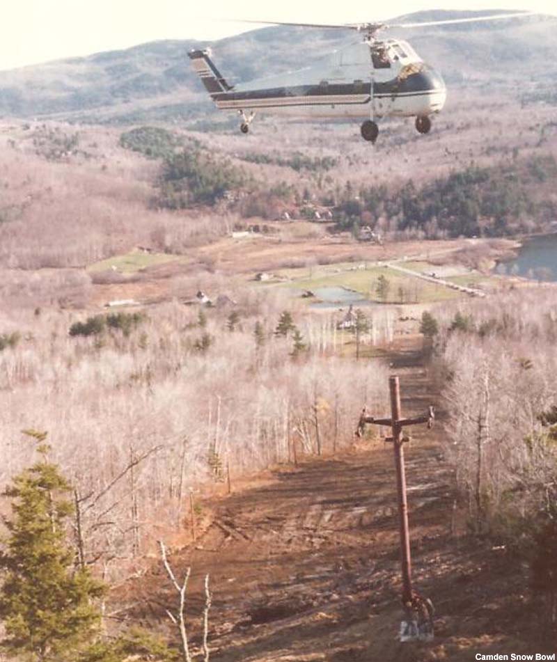 Installation of the chairlift in 1975