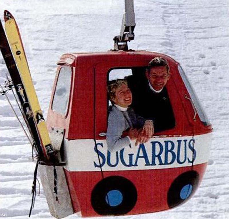 Former owners Sara and Damon Gadd in the gondola, circa the early 1980s