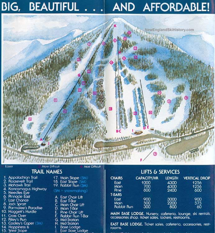 1982-83 Pleasant Mountain Trail Map - New England Ski Map Database ...