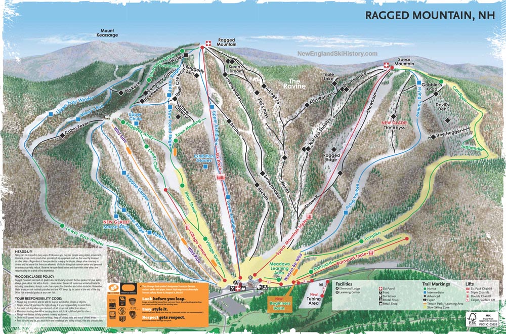 2013 14 Ragged Mountain Trail Map New England Ski Map Database 