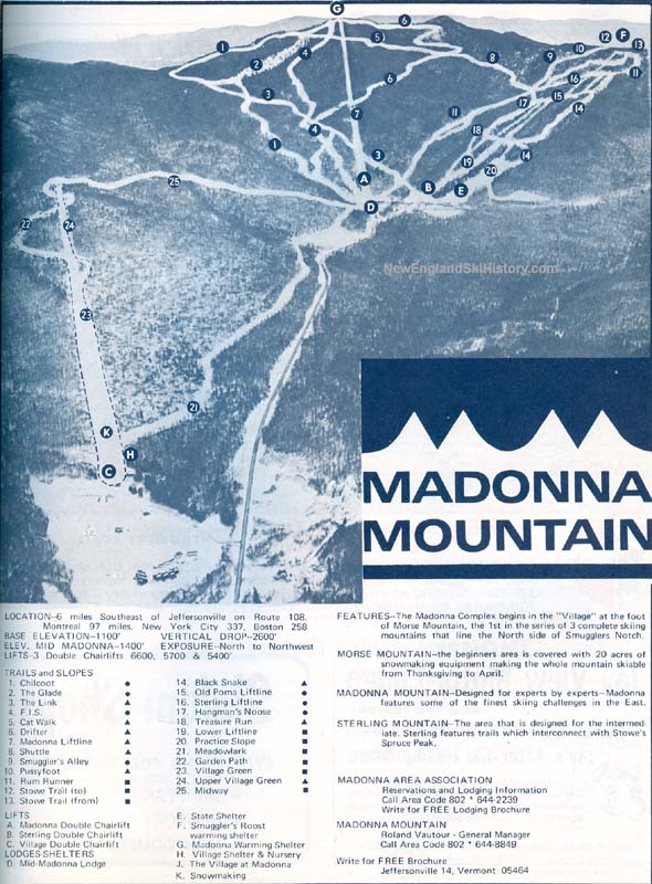 1969-70 Madonna Mountain trail map - New England Ski Map Database ...