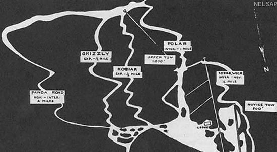 The summit area on the 1953 trail map