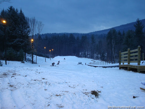 Looking down former Running Brook trail location at the new snow tubing area (2007)