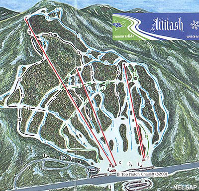 The upper mountain area as displayed on the 1976 trail map