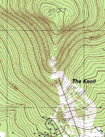 A 1980s USGS topographic map showing the undeveloped South Peak