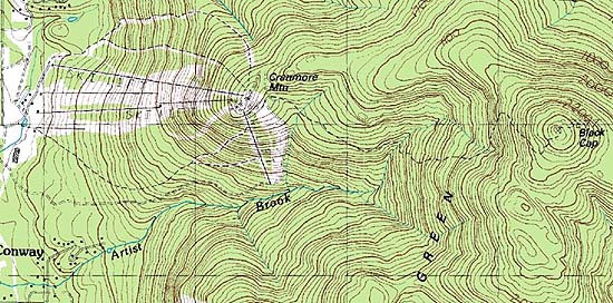 Cranmore and Black Cap in the 1987 USGS topographic map