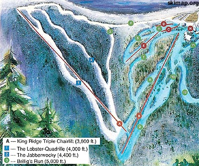 The 1991 King Ridge trail map showing the King Hill area