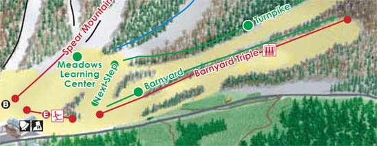 The 2009 Ragged Mountain trail map showing the Barnyard area