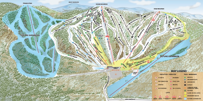 Pinnacle Peak (left) on the 2014-15 Ragged Mountain Trail Map