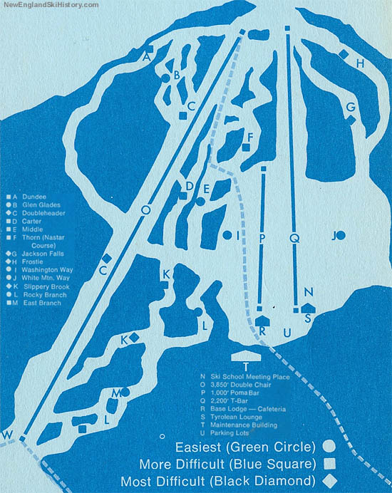 A 1970s era Tyrol trail map showing the double chairlift