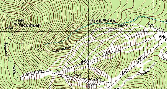 The USGS topographical map of Mt. Tecumseh