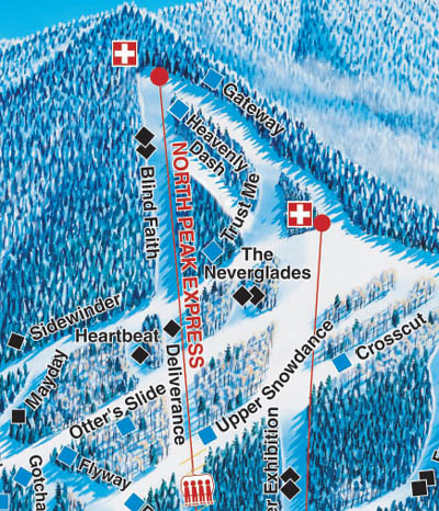 The 2006 Ascutney trail map showing the North Peak area