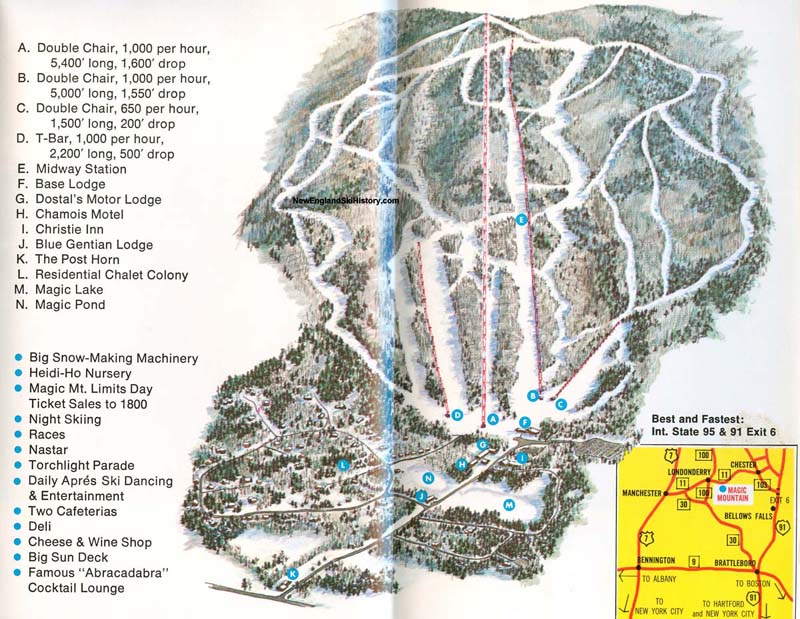 The 1972 trail map showing the new chairlift
