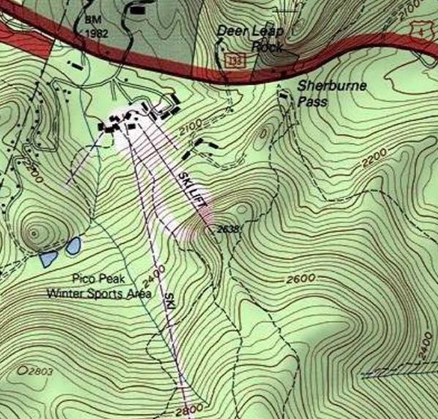The USGS topographic map of Sherburne Pass