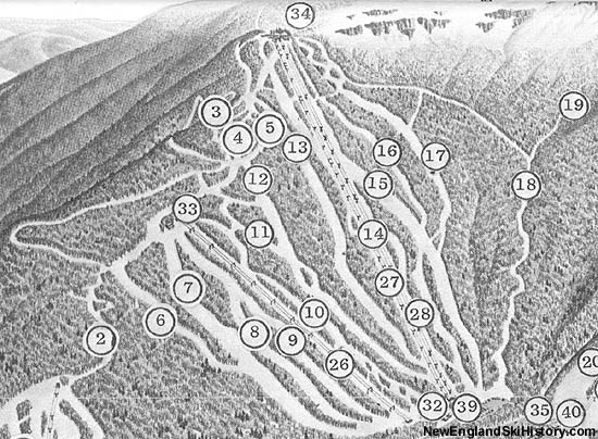 The 1964 Stowe trail map, prior to the Chin expansion