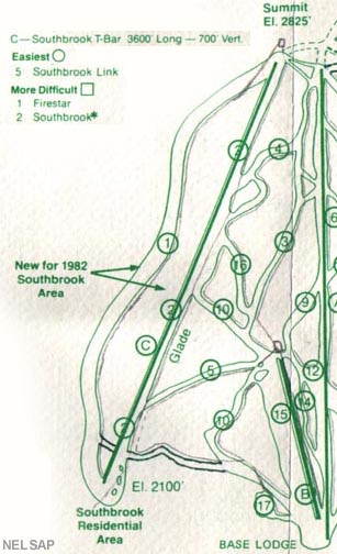 Southbrook on the 1982 Timber Ridge trail map