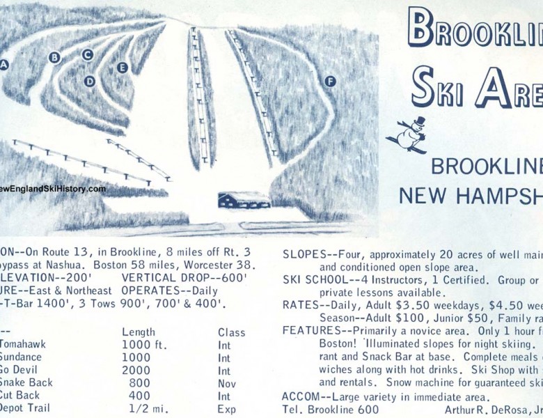 1964-65 Brookline Ski Area Trail Map