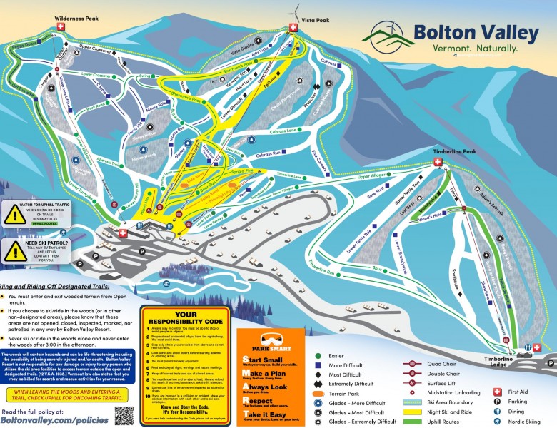 2024-25 Bolton Valley Trail Map