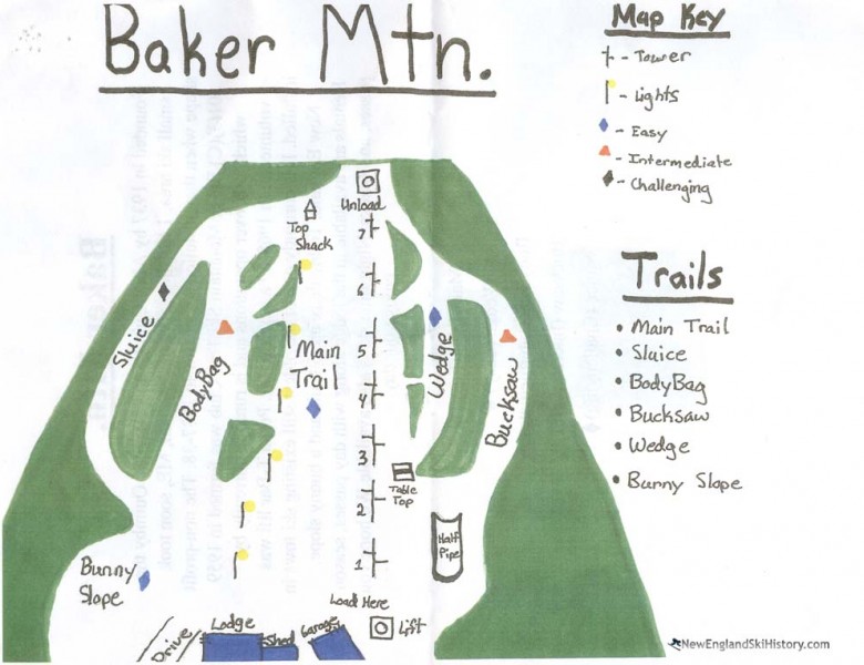 2018-19 Baker Mountain Trail Map