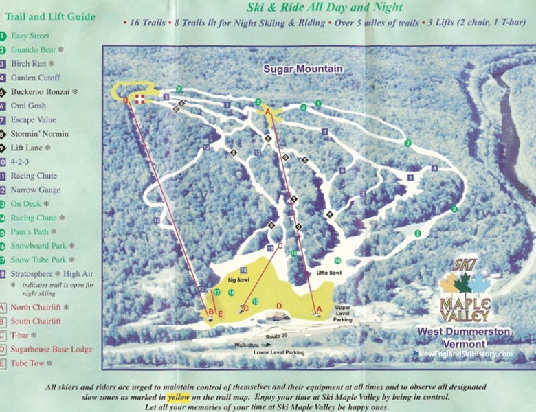 1999-2000 Maple Valley Ski Area Trail Map