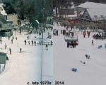 Waterville Valley base area, circa late 1970s vs. 2014